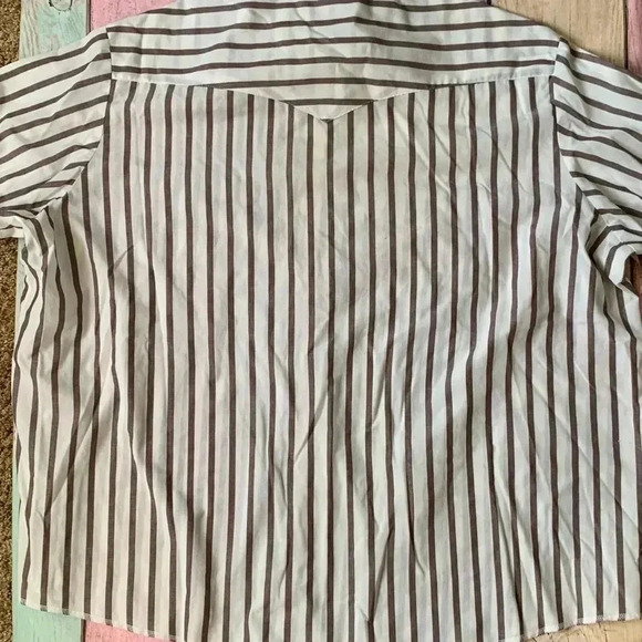 Wrangler work shirt plus size striped snap button long sleeve shirt - Picture 8 of 8
